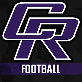Logo with overlapping letters "CR" in purple and white, above the word "FOOTBALL" in bold white text on a dark background.